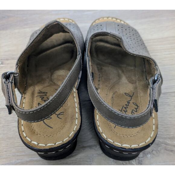 Natural Soul Serena Sandal 8.5 Tan Slingback Strap Wedge Laser Cut Padded Comfy - Picture 5 of 10